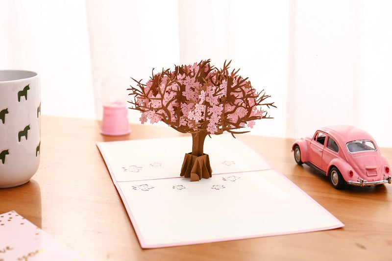 Liif Cherry Blossom Pop Up Greeting Card, 3D Tree Card, Pop Up Card for all occasions, Birthday, Motherâ€™s Day, Anniversary, Get Well (Pink) - Image 2